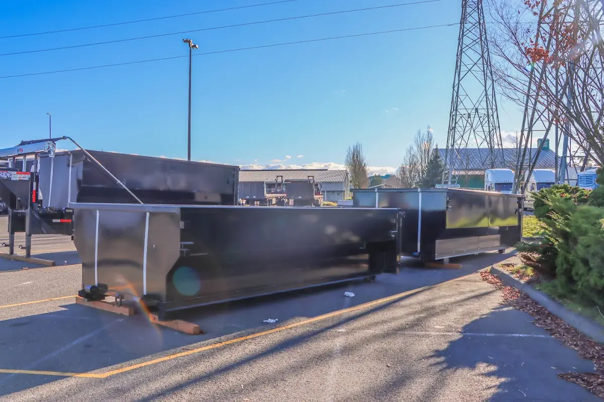 Roll-off dumpster ready for waste disposal at job site for 2 Yard Dumpster Rental in Preston